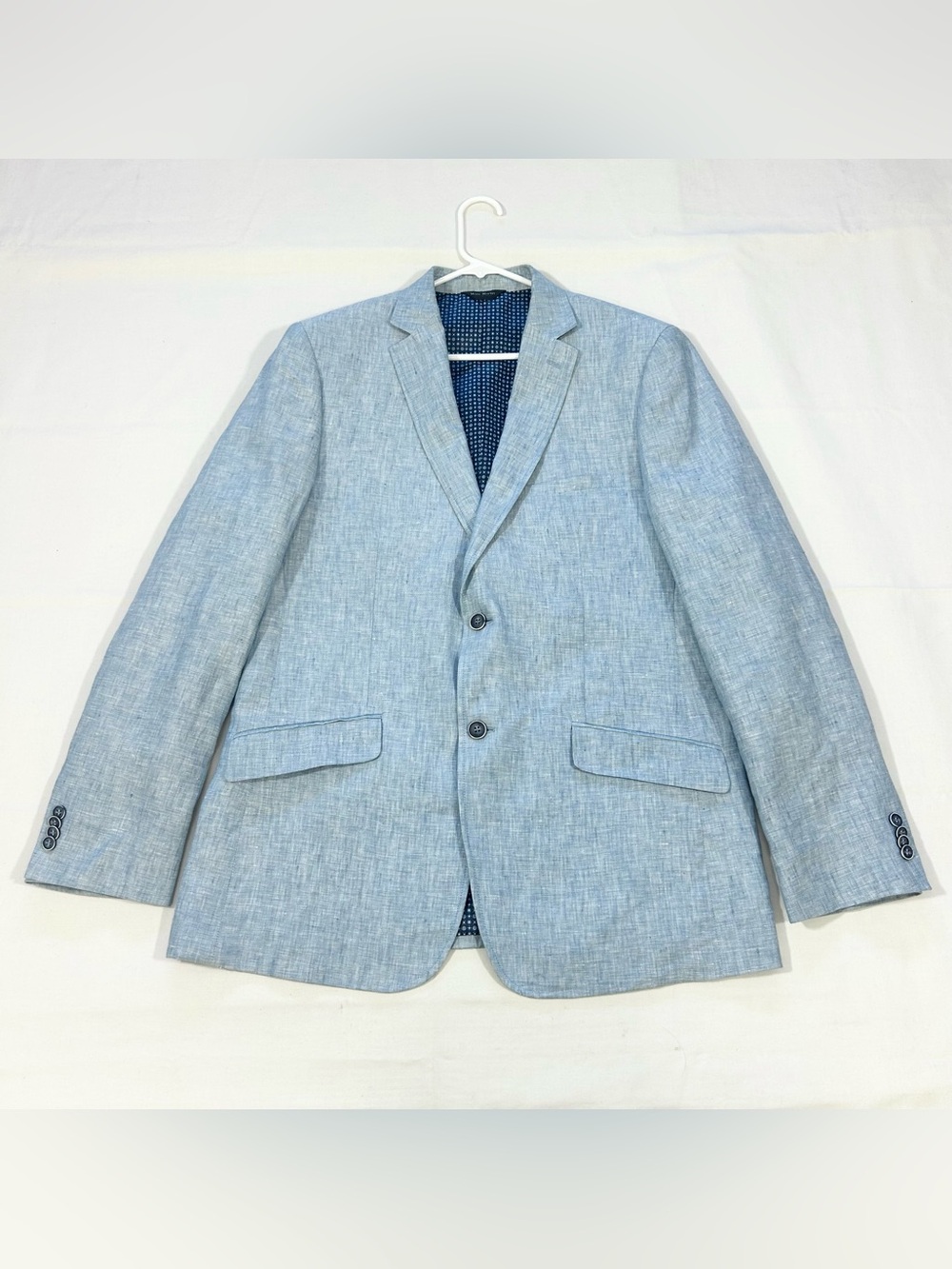 Marc Martin New York Men’s 42L Blazer 100% Linen Career Business Casual Blue